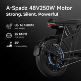 20" Fat Tyre Electric Bike for Adults, 48V 15.6Ah Battery, 250W Motor, 7-Speed E-Bike with Dual Suspension