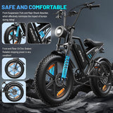 20" Fat Tyre Electric Bike for Adults, 48V 15Ah Removable Battery, 1500W Peak Motor E-Bike, 7-Speed Mountain Bike